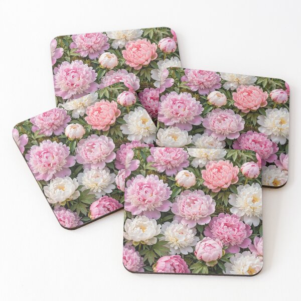 Item preview, Peonies Across the Canvas — Pink and White Peony Blooms designed and sold by Stevercortinas.