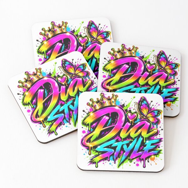 Item preview, Dia Style – Neon Rainbow Graffiti Butterfly & Golden Crown designed and sold by DansCreations42.