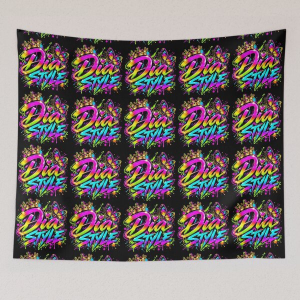 Item preview, Dia Style – Neon Rainbow Graffiti Butterfly & Golden Crown designed and sold by DansCreations42.