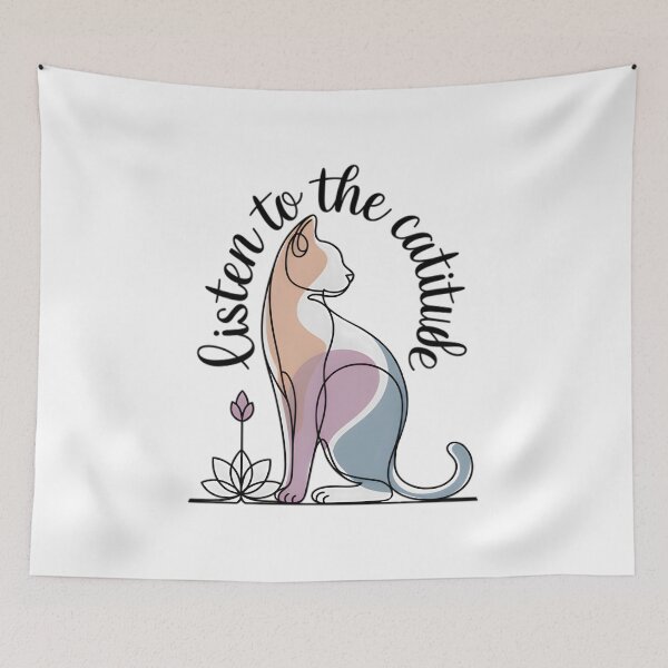 Item preview, Minimalist Line Art Cat Lotus Flower Design designed and sold by 108stillness.