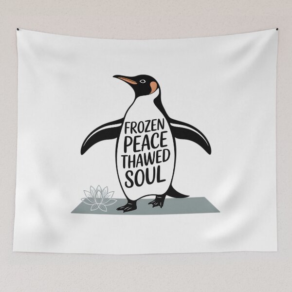 Item preview, Penguin Yoga Frozen Peace Lotus Illustration Design designed and sold by 108stillness.