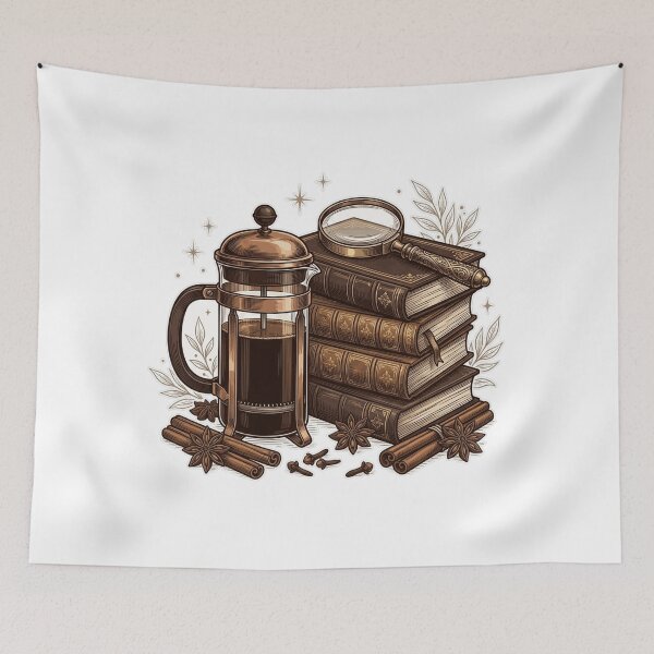 Item preview, Winter French Press Antique Book Stack Art designed and sold by Coffread.