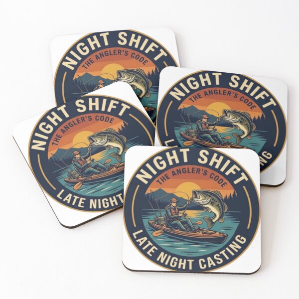 Item preview, Night Shift Fisherman Vintage Badge - Late Night Bass Fishing designed and sold by Salma.Store.
