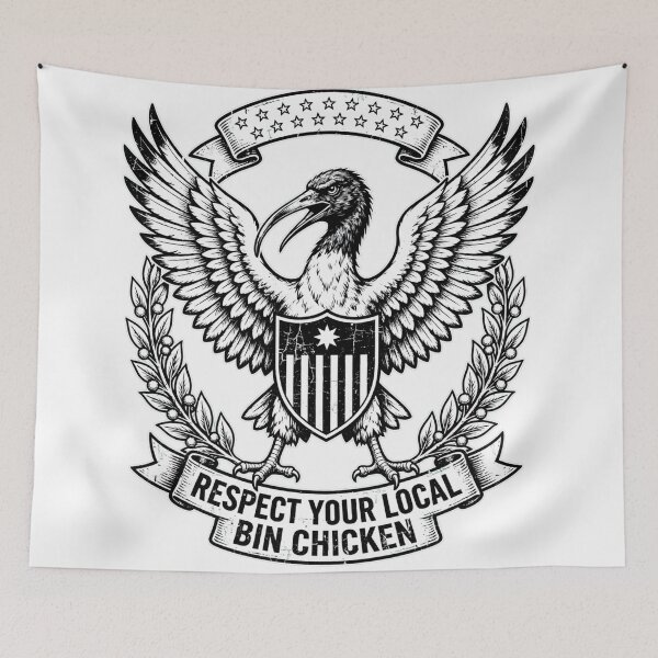 Item preview, Bin Chicken Crest Vintage Aussie Ibis Emblem designed and sold by Yellowriversss.