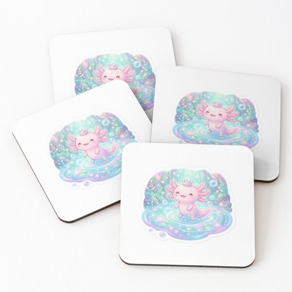 Item preview, Tiny Cute Axolotl Wearing Tiny Crown Floating in Magical Glowing Pond Art designed and sold by SAMORA ORIGINALS.