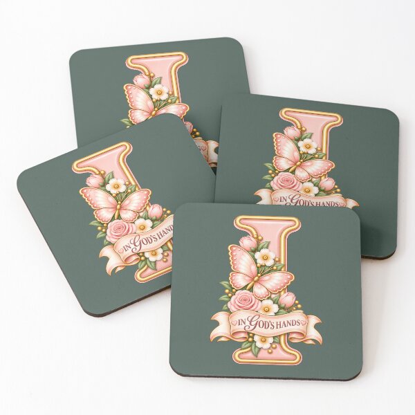 Item preview, In God's Hands Letter I – Vintage Peach Butterfly Floral Christian Monogram designed and sold by HO•Designs.