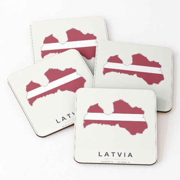 Item preview, Latvia Map Poster – Minimalist Latvian Flag Map with Coordinates designed and sold by youngVl.