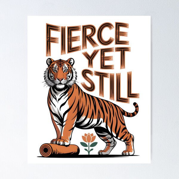 Item preview, Fierce Yet Still Tiger Lotus Yoga Illustration designed and sold by 108stillness.