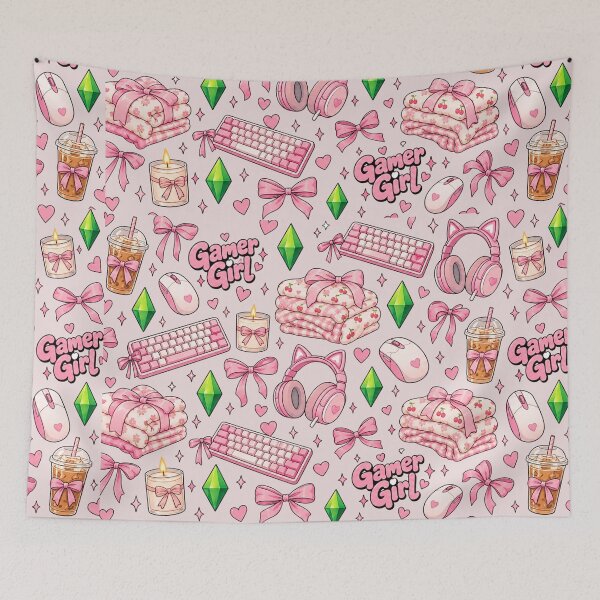 Item preview, Gamer Girl Pink Coquette Pattern | Cute Gaming Setup Aesthetic designed and sold by TheStephanieRome.