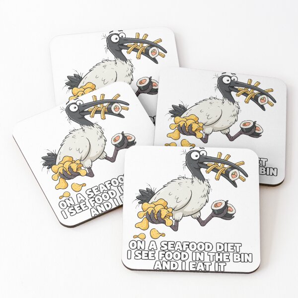 Item preview, Funny Bin Chicken Seafood Diet Aussie Ibis Cartoon designed and sold by Yellowriversss.