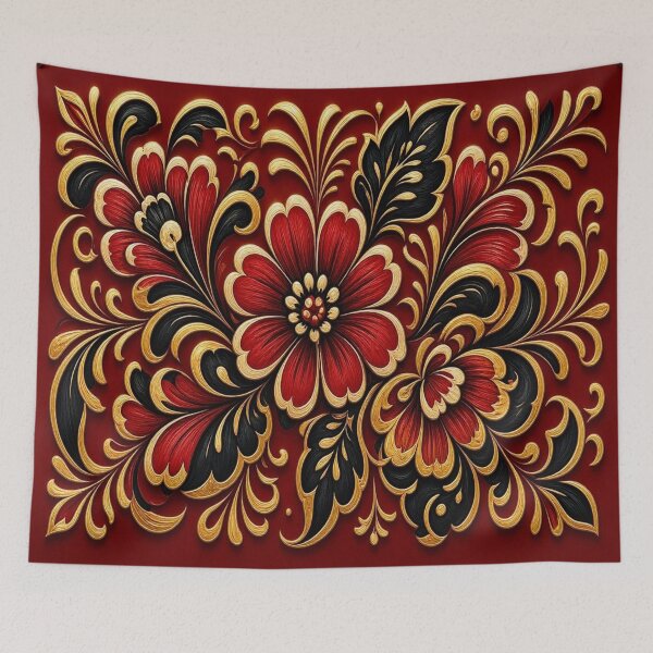 Item preview, Traditional Khokhloma Floral Crest Luxury Gold Slavic Pattern designed and sold by Breezes-of-Ida.