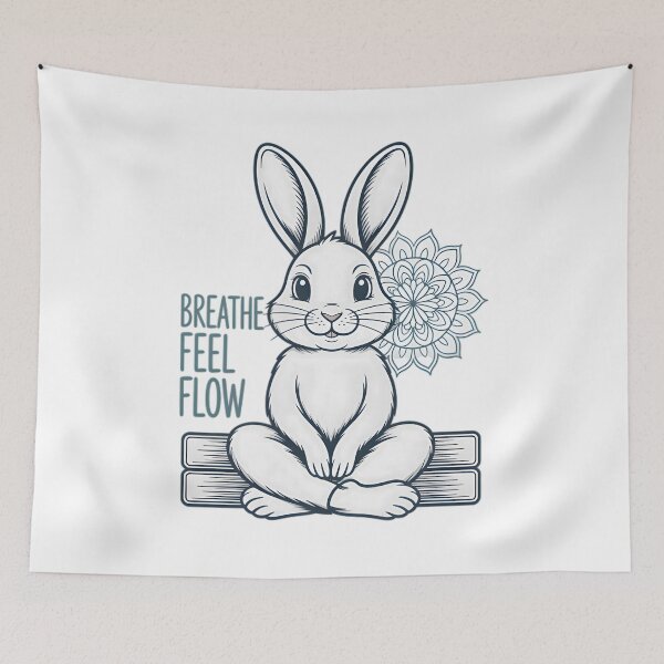 Item preview, Breathe Feel Flow Cute Rabbit Yoga Mandala Art designed and sold by 108stillness.