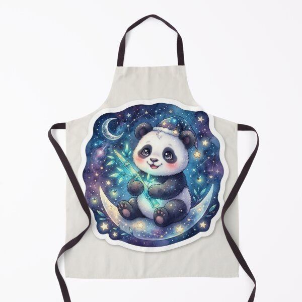 Item preview, Cute Baby Panda Holding Glowing Bamboo Shoot Under Starry Night Sky Art designed and sold by SAMORA ORIGINALS.