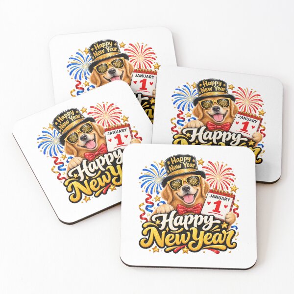Item preview, Happy New Year Golden Retriever – New Year's Day Celebration designed and sold by radleydunn84.