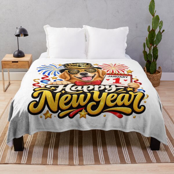 Item preview, Happy New Year Golden Retriever – New Year's Day Celebration designed and sold by radleydunn84.