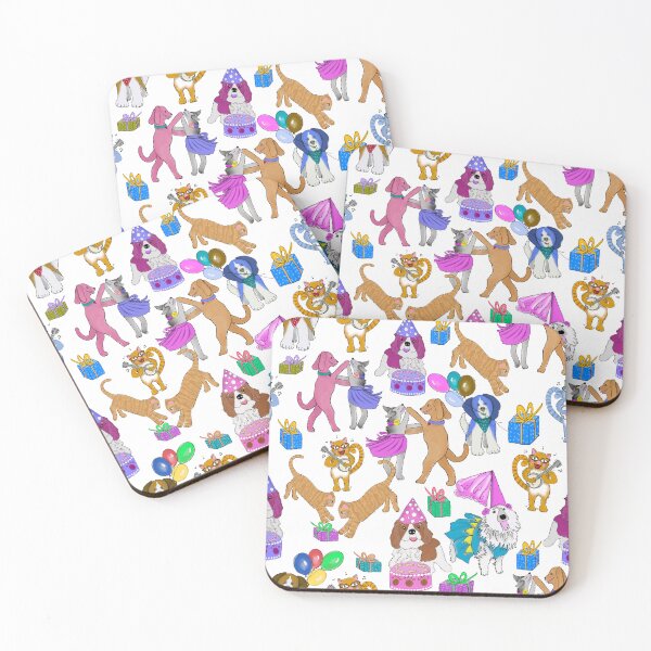 Item preview, Birthday partying dogs and cats designed and sold by Artdustdesigns.