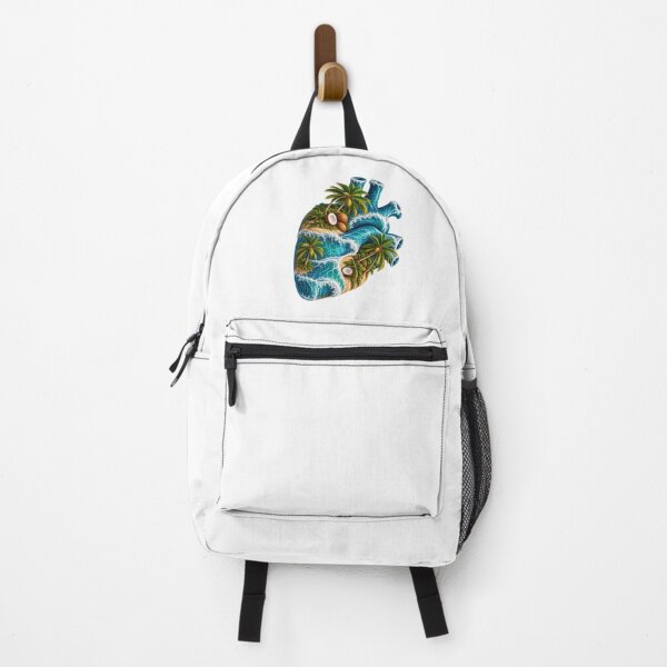 Item preview, Ocean Wave Heart Tropical Palm Trees Coconut Beach Nature Art designed and sold by The Happiness Market .