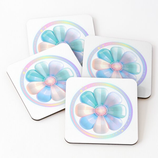 Item preview, Pastel Holographic Crystal Flower Glow Aesthetic Art designed and sold by MinimalAurashop.