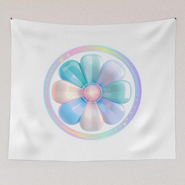 Item preview, Pastel Holographic Crystal Flower Glow Aesthetic Art designed and sold by MinimalAurashop.