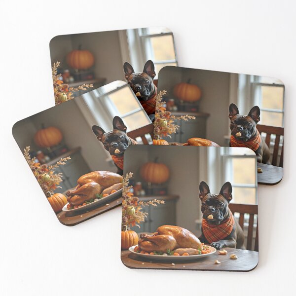 Item preview, Funny French Bulldog with Thanksgiving Turkey Dinner designed and sold by BestFriendWorld.