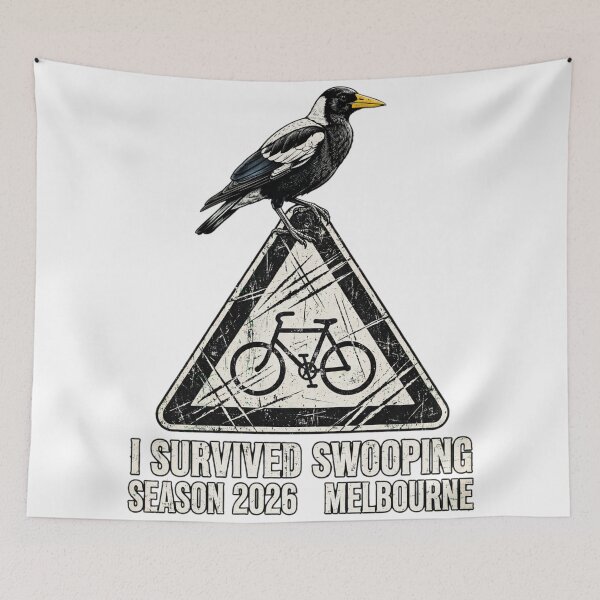 Item preview, I Survived Magpie Swooping Season Melbourne Bicycle Warning designed and sold by Yellowriversss.