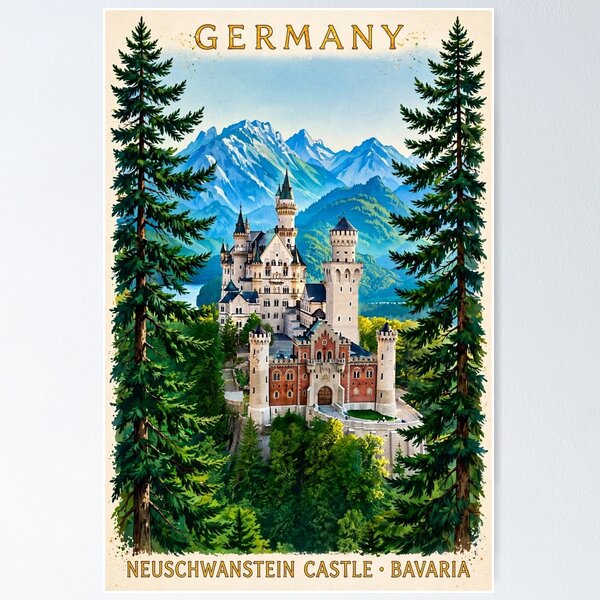 Item preview, Germany — Neuschwanstein Castle — A Summer Dream in Bavaria designed and sold by DibujandoPorfa.