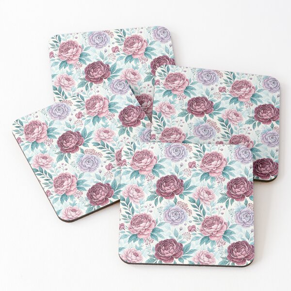 Item preview, Frosted Peonies Winter Floral Pattern designed and sold by Storybook Botanica.