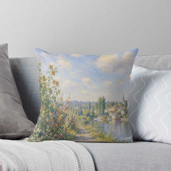 Item preview, Golden Sunflowers Along a French Riverside Path – Summer Impressionist Landscape designed and sold by Amalia Gutyz.