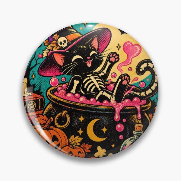 Item preview, Vintage Halloween Witch Cat – Spooky Magic & Pumpkins designed and sold by Blink Art Studio.