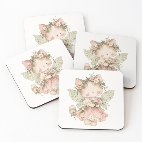 Item preview, Whimsical Wildflower Fairy Kitten – Cute Cottagecore Floral Cat Watercolor Art designed and sold by looplandger.