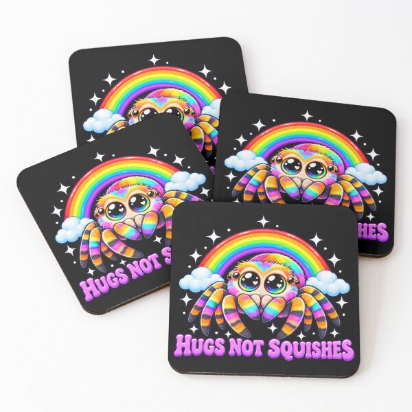 Item preview, Hugs Not Squishes – Cute Rainbow Kawaii Jumping Spider designed and sold by Rtcraftani.