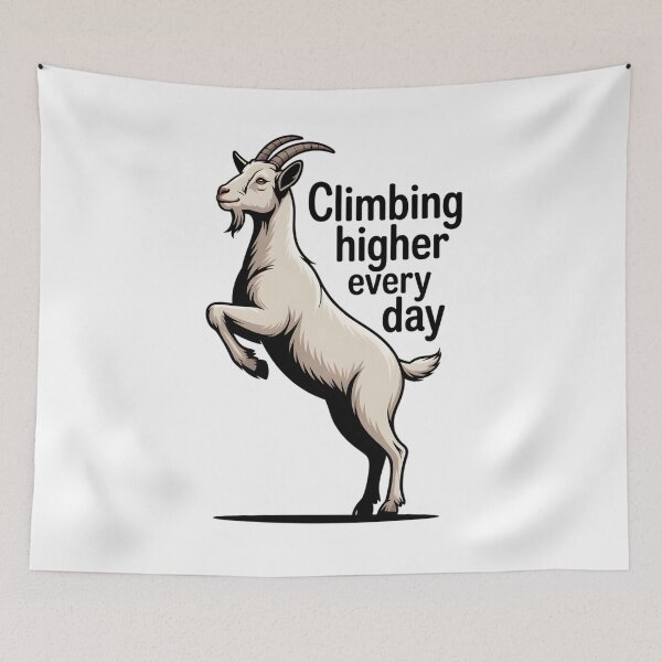 Item preview, Cute Rearing Goat Climbing Higher Quote Art designed and sold by 108stillness.