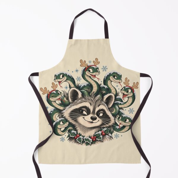 Item preview, Retro Christmas Raccoon Gorgon with Snake Hair designed and sold by Spark & Shadow.