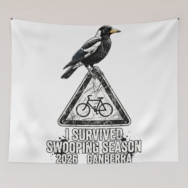 Item preview, I Survived Swooping Season Canberra Bicycle Warning designed and sold by Yellowriversss.