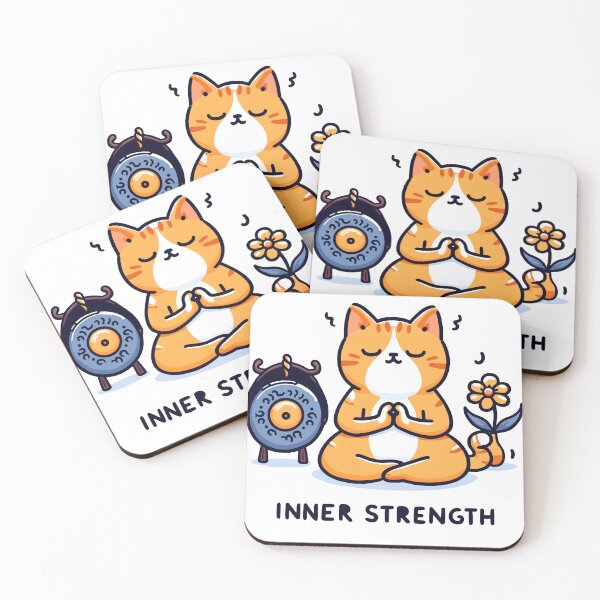 Item preview, Inner Strength Praying Cat Yoga Illustration designed and sold by 108stillness.