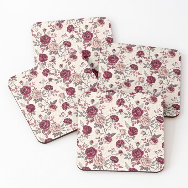 Item preview, Vintage Burgundy Winter Rose Pattern designed and sold by Storybook Botanica.
