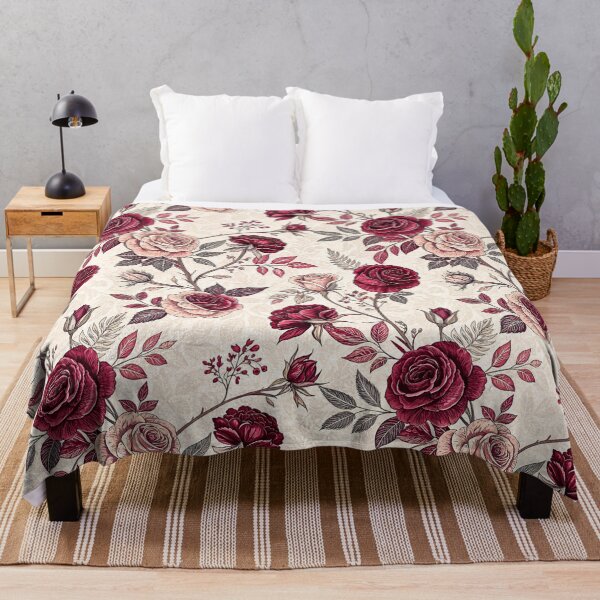 Item preview, Vintage Burgundy Winter Rose Pattern designed and sold by Storybook Botanica.