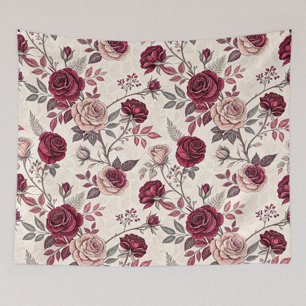 Item preview, Vintage Burgundy Winter Rose Pattern designed and sold by Storybook Botanica.