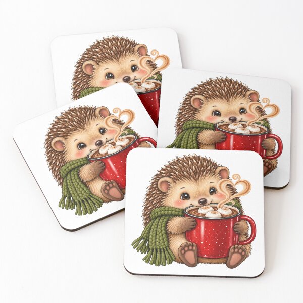 Item preview, Hedgehog Hot Chocolate Winter Cafe designed and sold by TeNovaStudio.