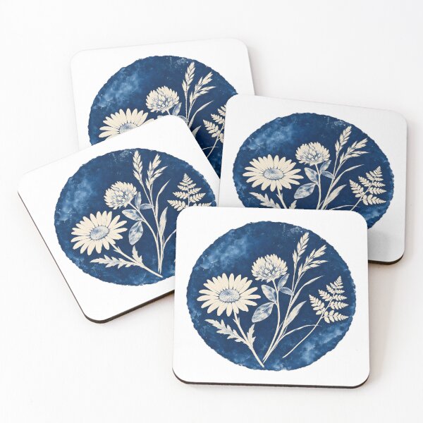 Item preview, Indigo Cyanotype Wildflower Sun Print designed and sold by Philippa Shop.