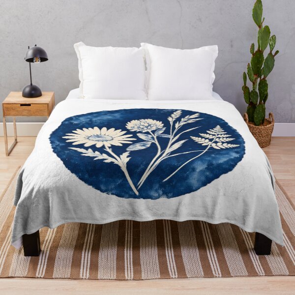 Item preview, Indigo Cyanotype Wildflower Sun Print designed and sold by Philippa Shop.