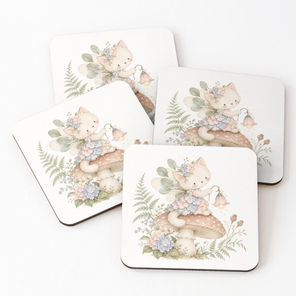 Item preview, Whimsical Wildflower Fairy Kitten – Cute Cottagecore Floral Cat Watercolor Art designed and sold by looplandger.