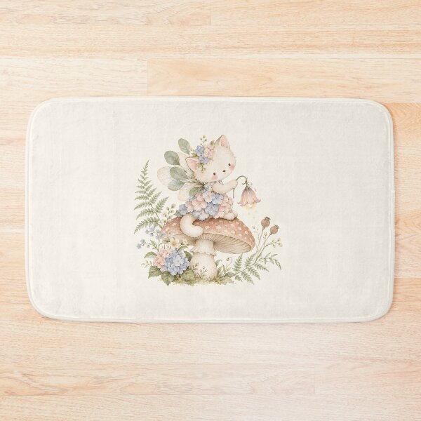 Item preview, Whimsical Wildflower Fairy Kitten – Cute Cottagecore Floral Cat Watercolor Art designed and sold by looplandger.