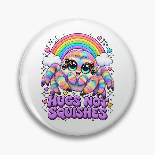 Item preview, Hugs Not Squishes – Rainbow Kawaii Jumping Spider Lover designed and sold by Rtcraftani.