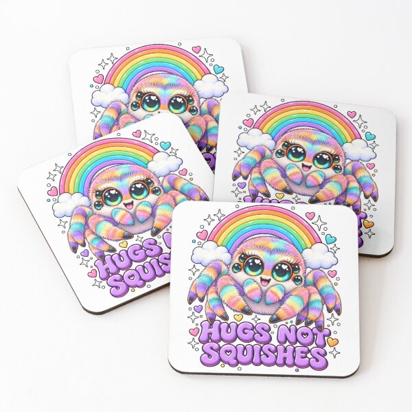 Item preview, Hugs Not Squishes – Rainbow Kawaii Jumping Spider Lover designed and sold by Rtcraftani.