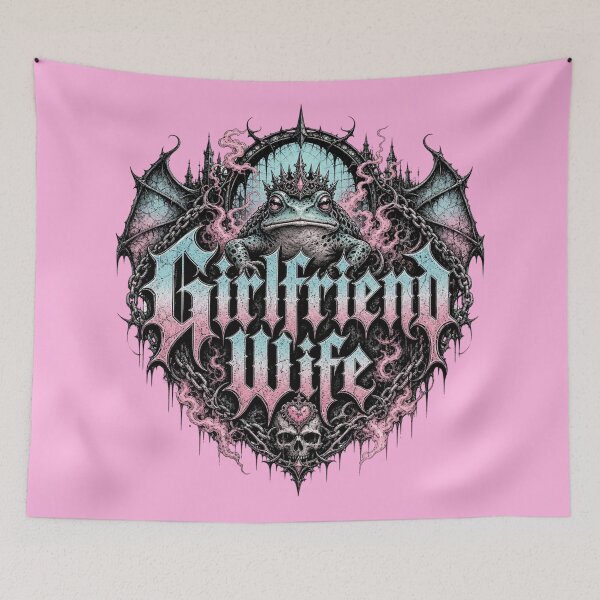 Item preview, Girlfriend Wife Gothic Frog Art | Dark Metal Bat Wings Ornate Arch Couple Gift designed and sold by illeN-Art-World.