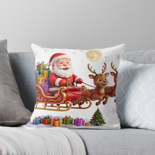 Item preview, Cute 3D Santa Claus in Sleigh with Reindeer, Gifts and Christmas Tree designed and sold by Deepsleepstudio.
