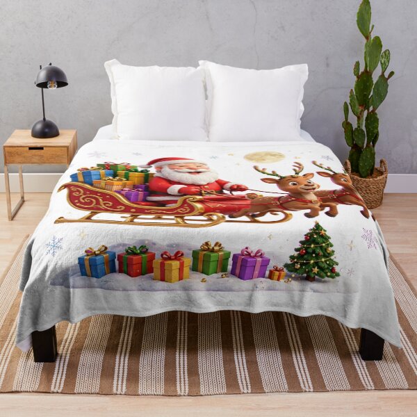 Item preview, Cute 3D Santa Claus in Sleigh with Reindeer, Gifts and Christmas Tree designed and sold by Deepsleepstudio.