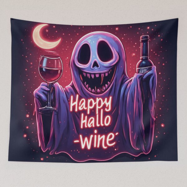 Item preview, Happy Hallo-Wine Ghost Cheers Wine Lover Pun designed and sold by FusionCipher.