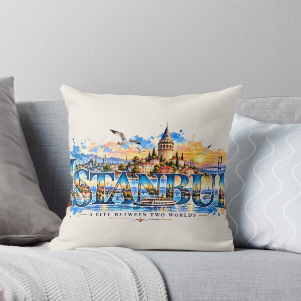 Item preview, Istanbul Turkey Watercolor Typography – Galata Tower Bosphorus Travel Art designed and sold by DreamPaw Studio.
